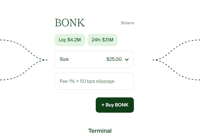 A BONK order ticket in the Propex terminal